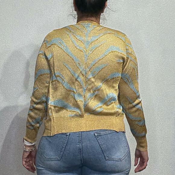 Happy Sheep Metallic Open Front Cardigan Sz L NWT - Picture 11 of 13